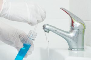 Tap water analysis quality control concept. Water test.